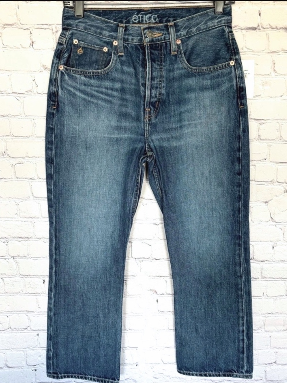 ETICA Josie Mid Rise Button Fly Straight Cropped Jeans--NWT--25